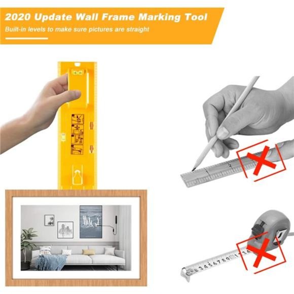 Picture Hanging Tool with Level Easy Frame Picture Hanger Wall Hanging Kit - Picture 5 of 6